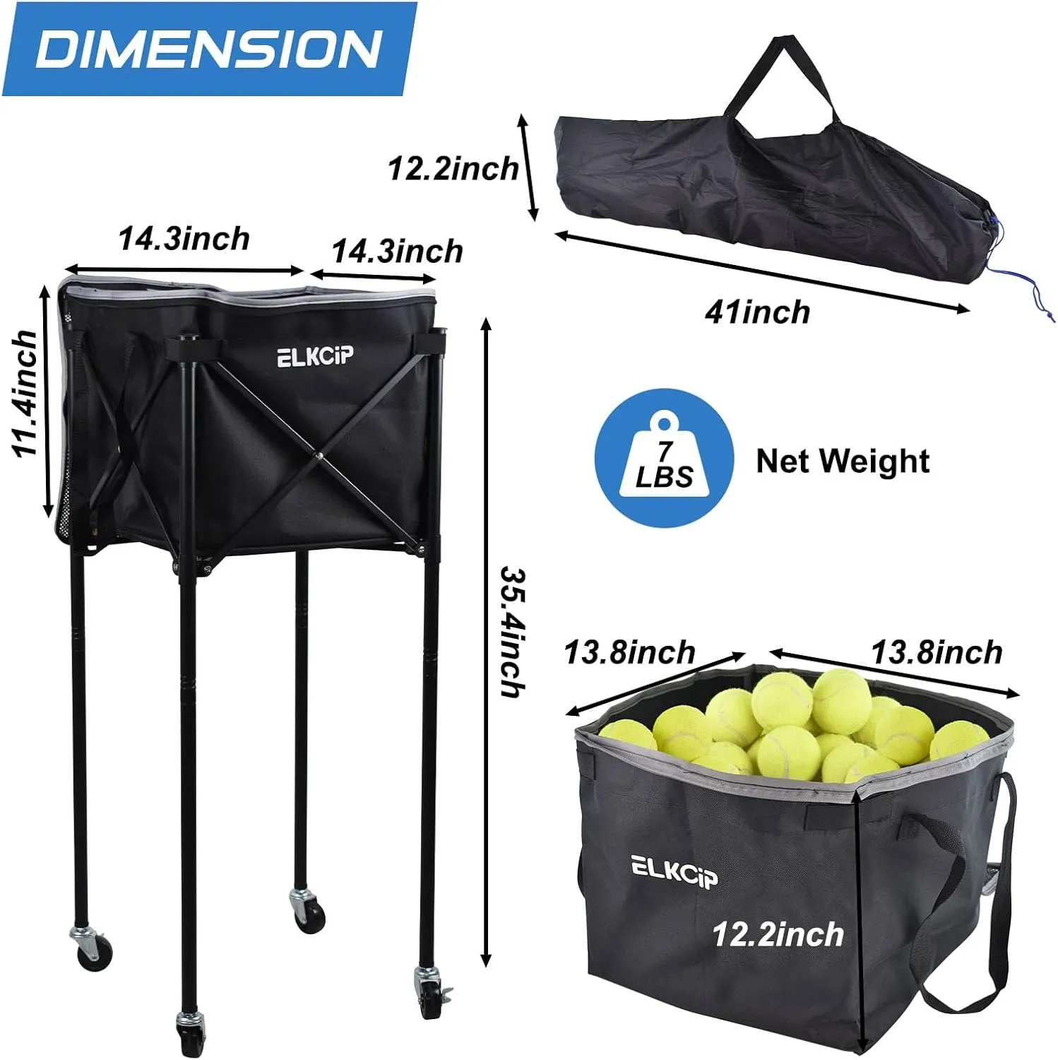 Portable Pickleball & Tennis Ball Collector - Pickleball Retriever Basket Carrier Gatherer Picker Hopper Container for Picking and Storage Training Tool for Ball