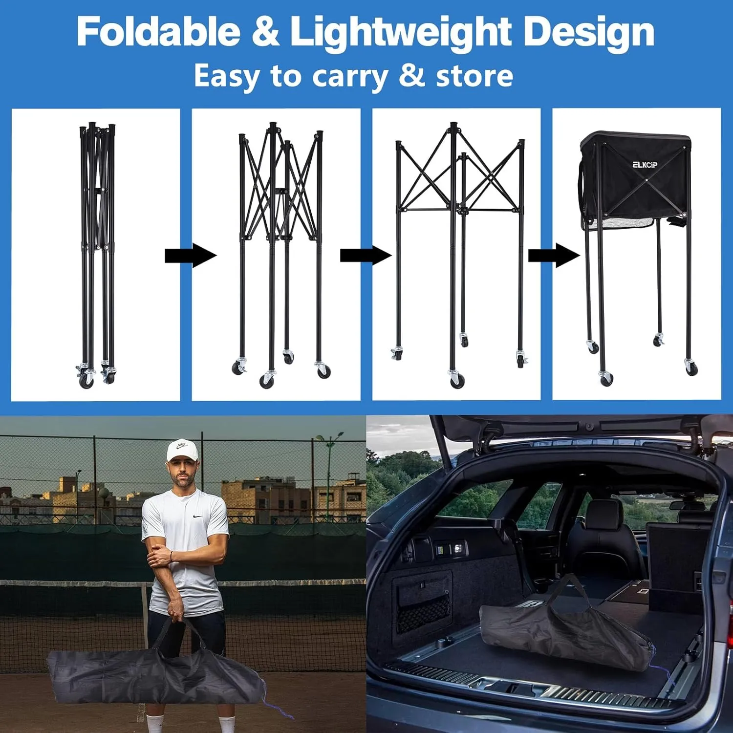 Portable Pickleball & Tennis Ball Collector - Pickleball Retriever Basket Carrier Gatherer Picker Hopper Container for Picking and Storage Training Tool for Ball