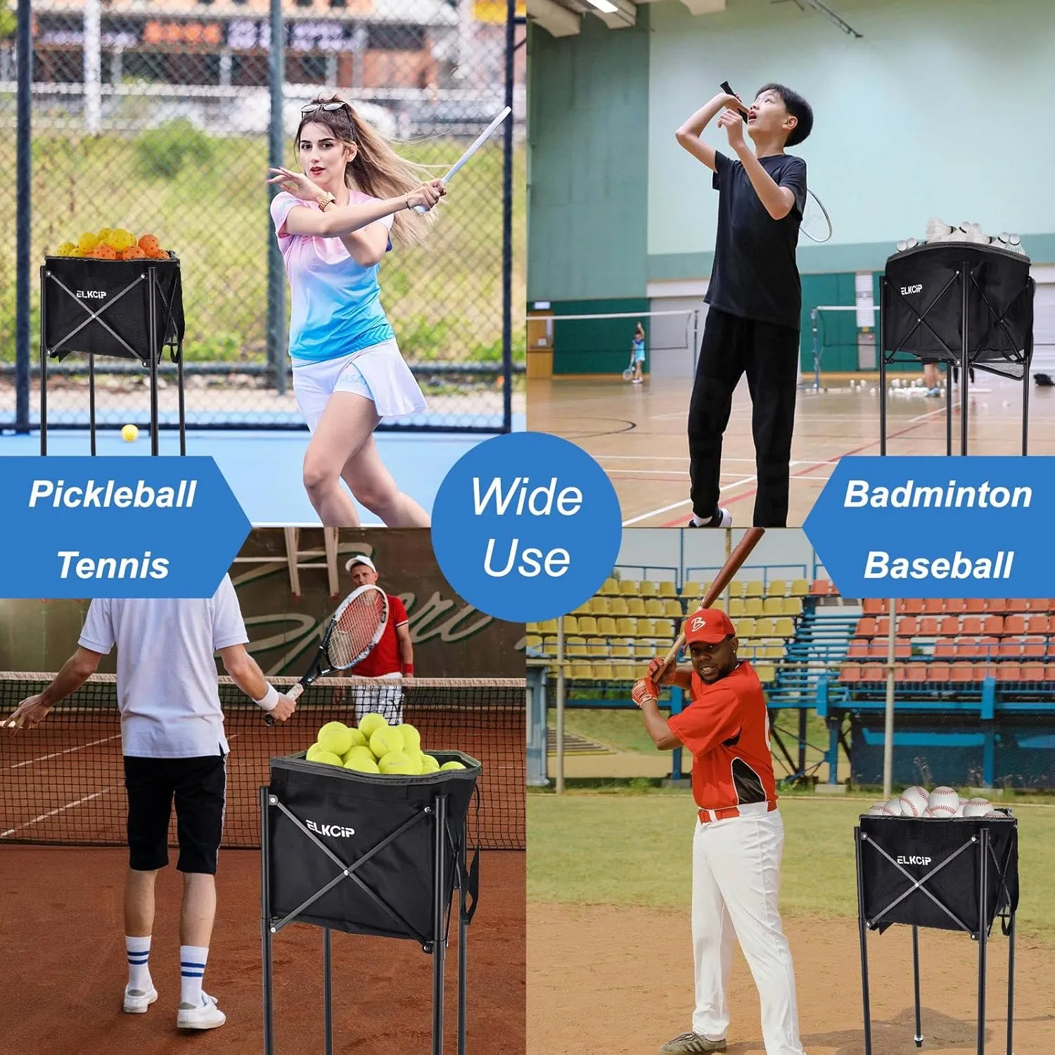Portable Pickleball & Tennis Ball Collector - Pickleball Retriever Basket Carrier Gatherer Picker Hopper Container for Picking and Storage Training Tool for Ball