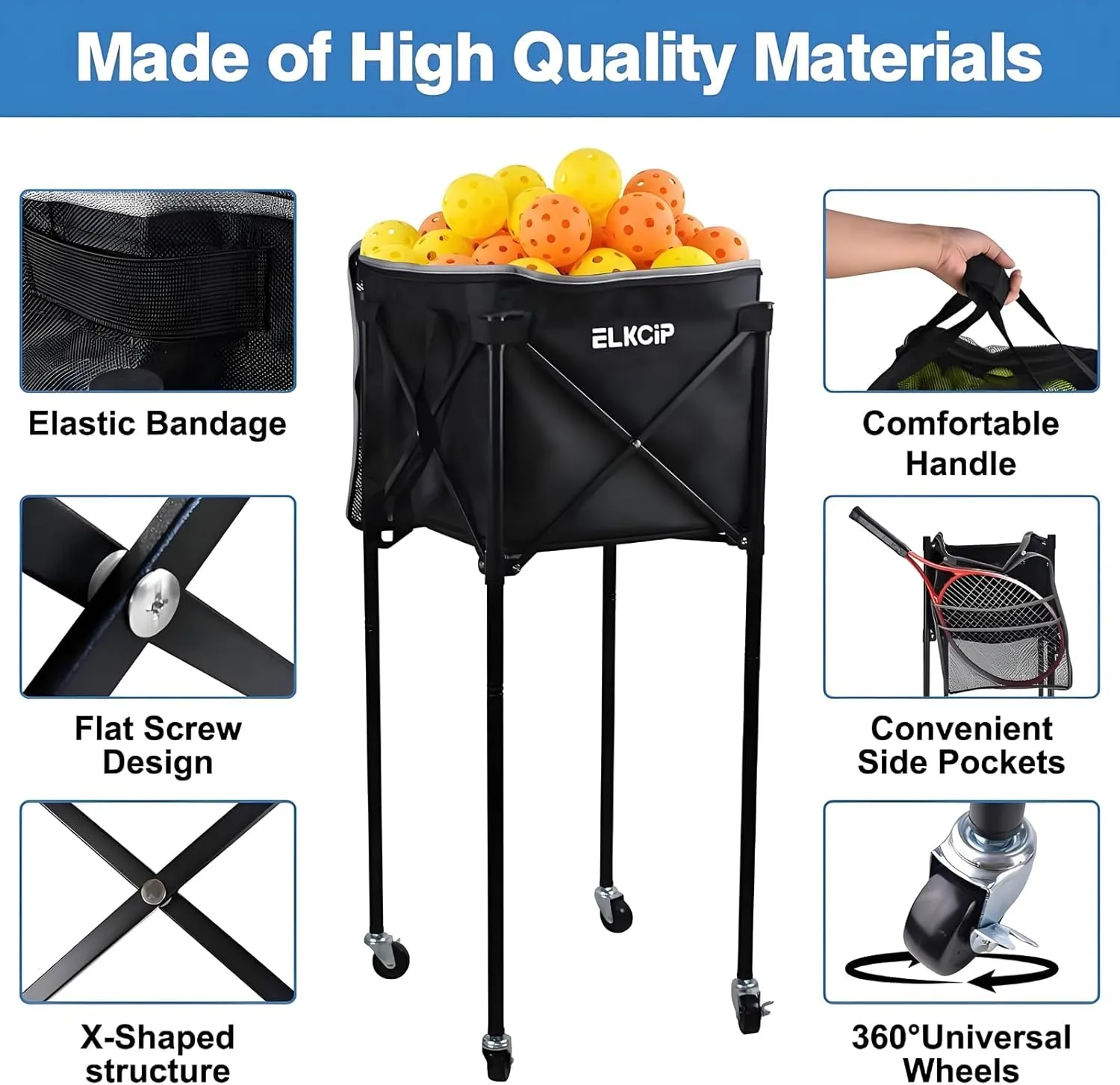 Portable Pickleball & Tennis Ball Collector - Pickleball Retriever Basket Carrier Gatherer Picker Hopper Container for Picking and Storage Training Tool for Ball