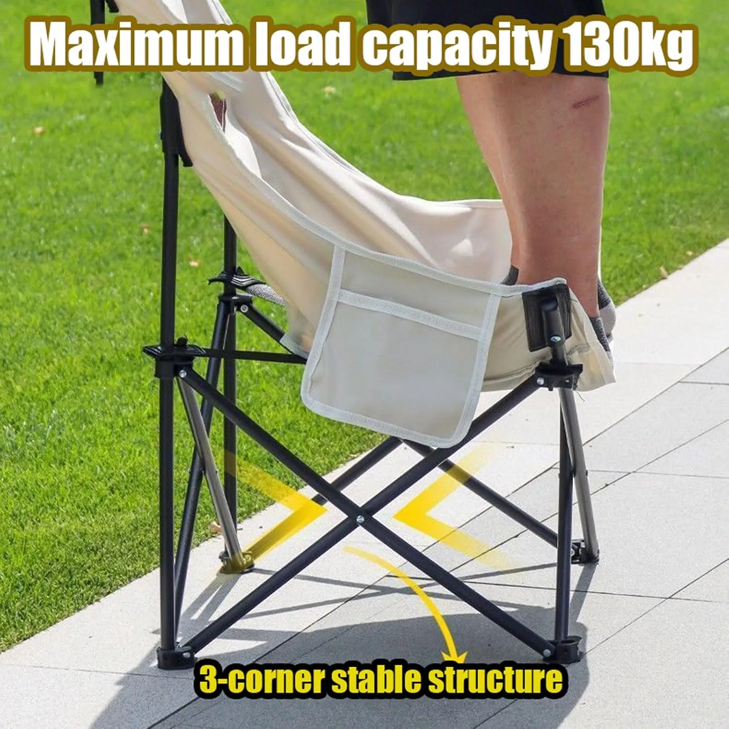 Portable Picnic Table with Seats for More People, Folding Roll up Carbon Steel Camping Compact Table Collapsible Lightweight Lawn Chair for Garden Patio, 3pcs - White - 120cm