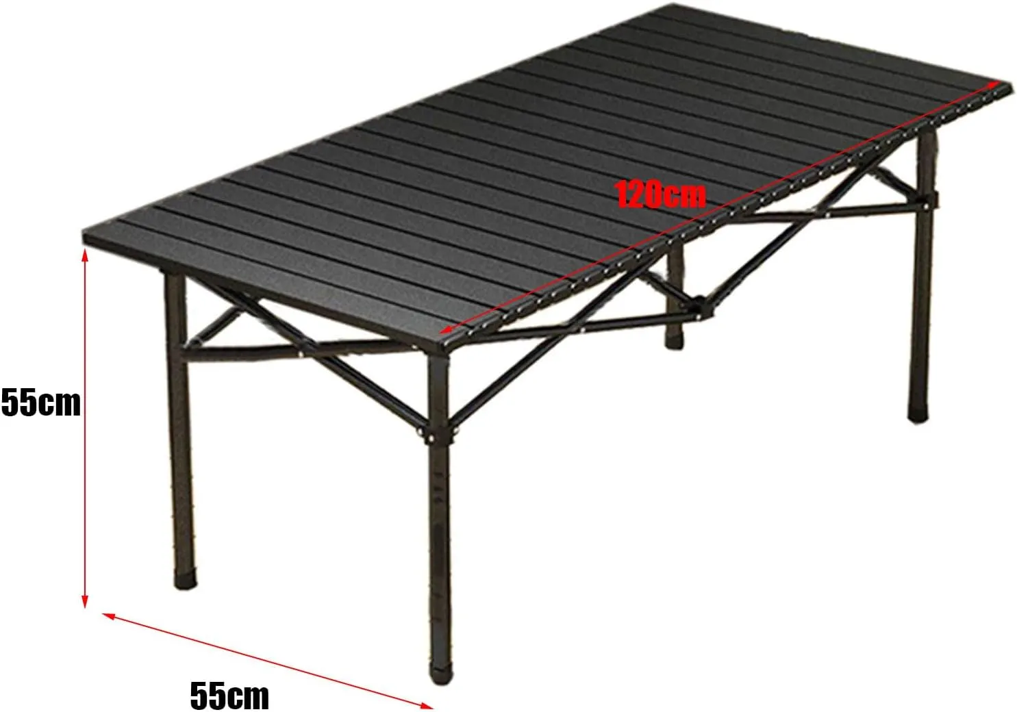 Portable Picnic Table with Seats for More People, Folding Roll up Carbon Steel Camping Compact Table Collapsible Lightweight Lawn Chair for Garden Patio, 3pcs - White - 120cm