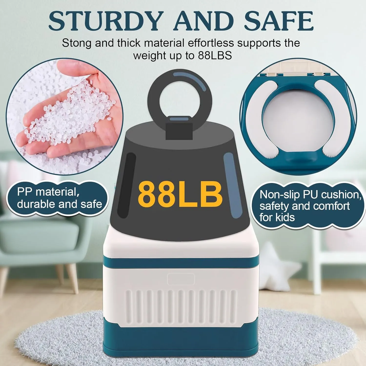 Portable Potty for Toddler Travel, Foldable Travel Potty Training Toilet Seat for Kids Boys Girls, Emergency Mobile Toilet In Car for Camping Outdoor Indoor, with 30 Disposable Bags, Blue