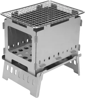 Portable Stainless Steel Wood Burning Stove Windproof for Outdoor Camping Hiking