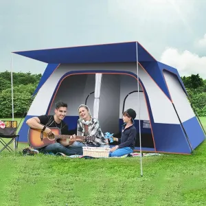 Portable Tent 4-8 Person Campitents, Thick Rainproof Outdoor Family Tent, Divided Curtain for Separated Room, 2 Large Mesh, Double Layer Cabin Tent