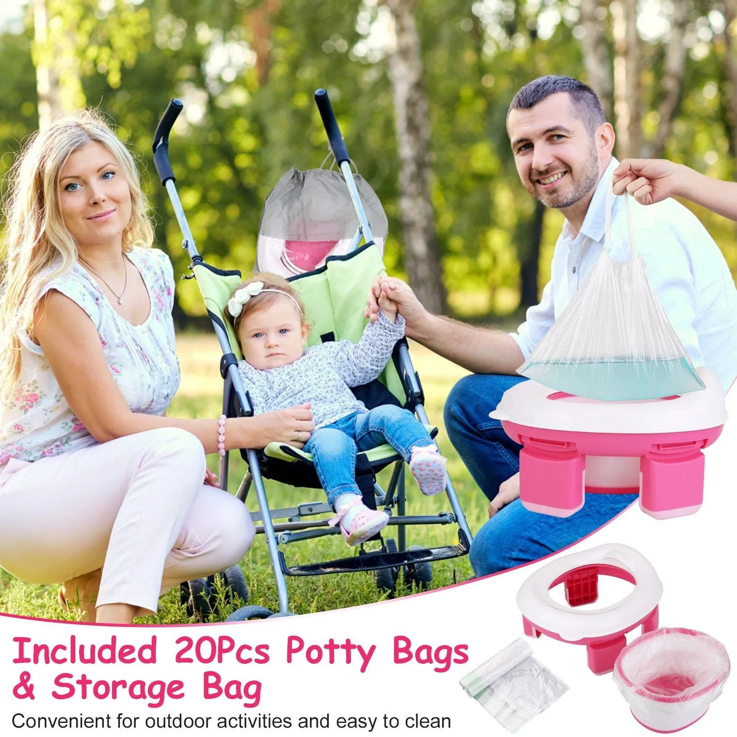 Portable Toddler Potty Toilet Foldable Potty Training Seat Cover with Splash Guard