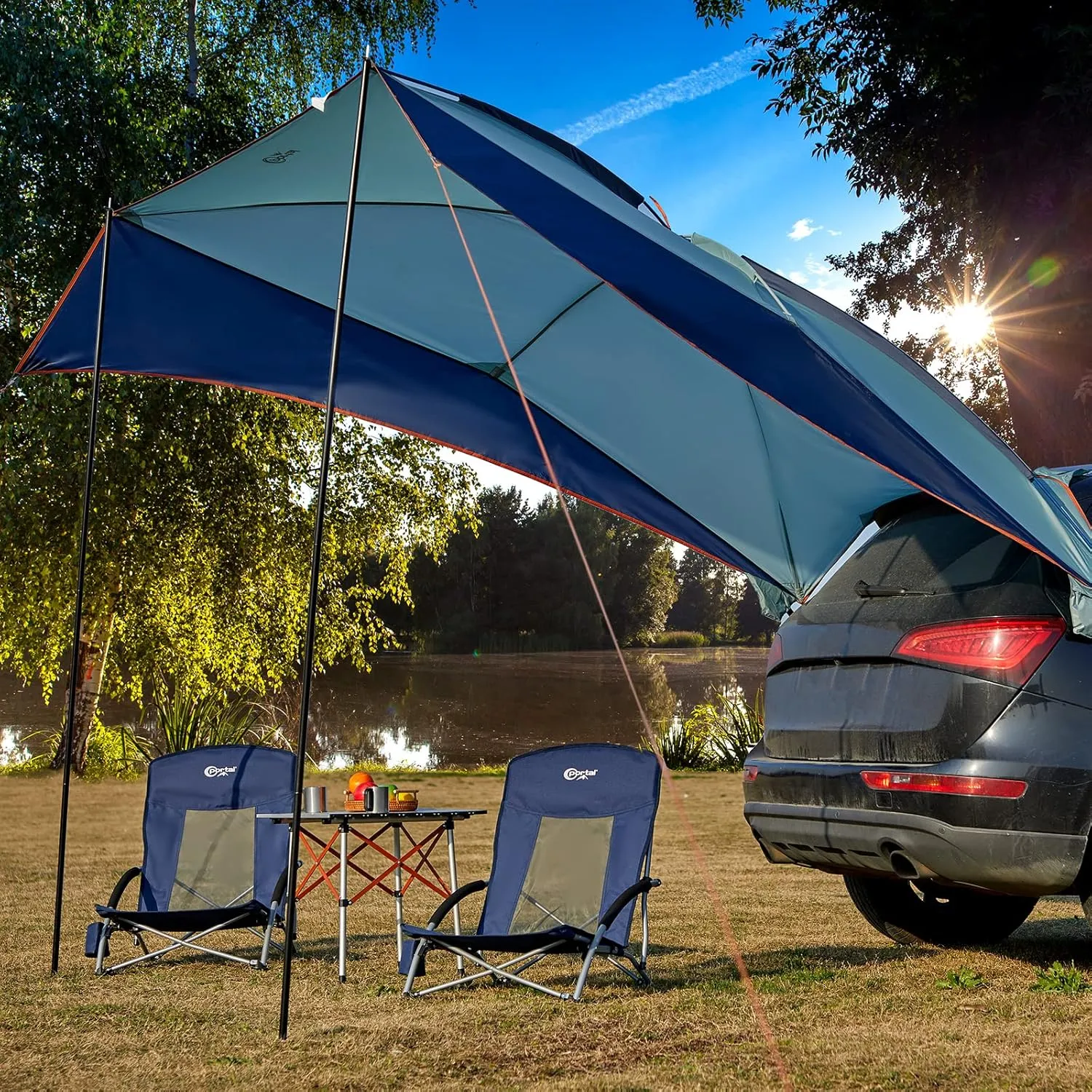 PORTAL Beach Chairs for Adults Camping Low Lightweight Portable Chair with Cup Holder Mesh Back Carry Bag for Outdoor Sand Lawn Travel Picnic Festival Concert, 350LBS