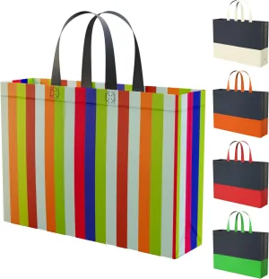 Positive Places & Spaces 5Pcs Large Reusable Gift Bags With Handles - Slim Profile Shopping Bag Colorful Set (Multi Color Bundle)