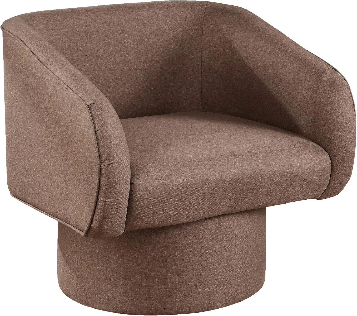 Poundex Swivel Accent Chair with Round Base, Light Coffee