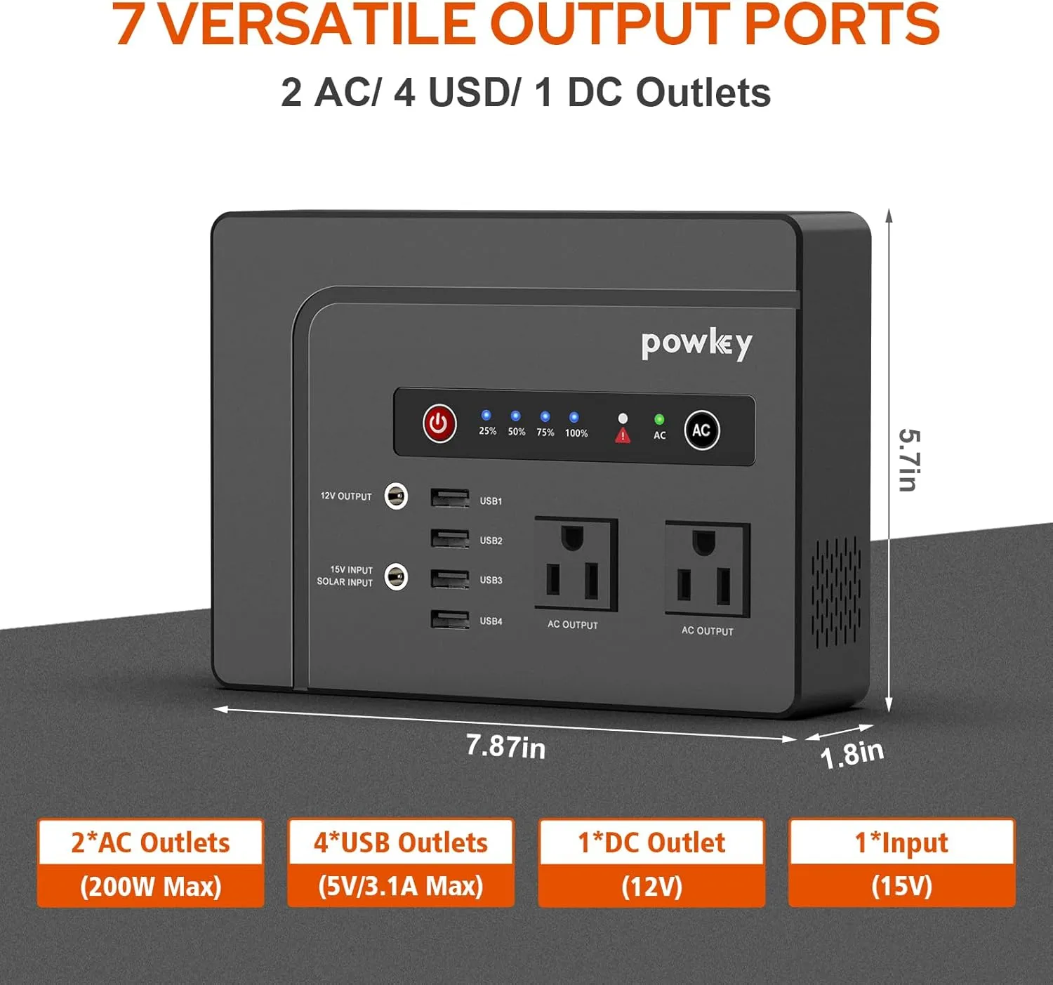 Powkey Solar Generator with Panel,200W Portable Power Station with Solar Panel 40W, 110V Pure Sine Wave DC/USB/AC Outlet Electric Generator Battery Backup for Outdoor Camping Emergency Home