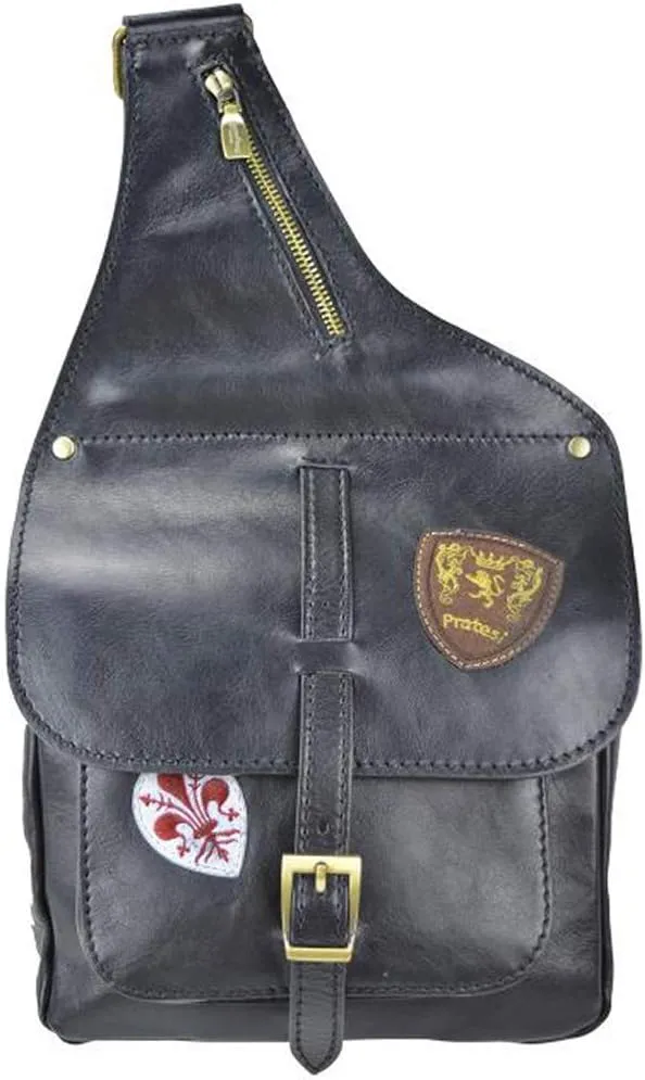 Pratesi Bisaccia leather cross-body bag - B135/PE Bruce (Black)