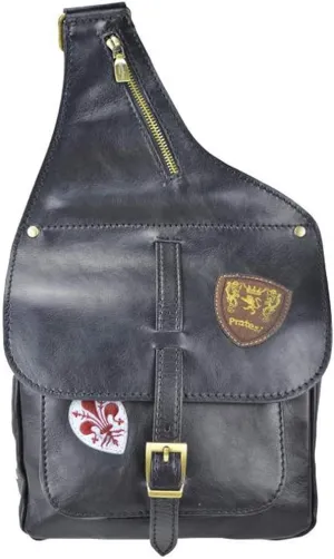 Pratesi Bisaccia leather cross-body bag - B135/PE Bruce (Black)