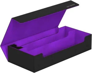 Premium Black-Purple Card Game Deck Storage Box - Holds 550  Double Sleeved Cards - YugiOh/MTG Card Holder Storage - Playmat Case with Removable Compartment