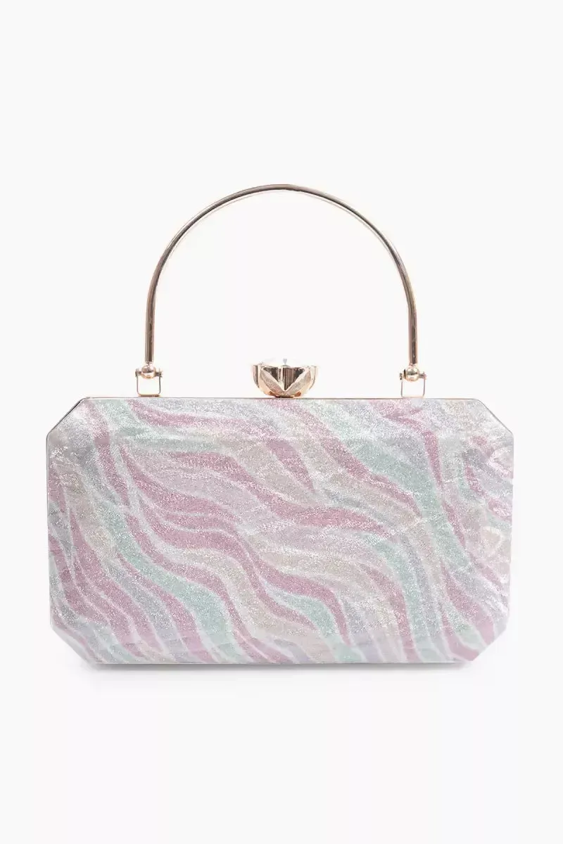 Premium Bridal Clutch with Top handle Detachable Chain Sling Strap( Pink )