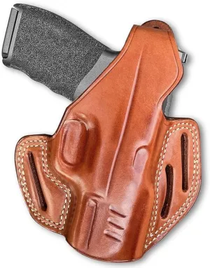 Premium Leather Three Slot Pancake OWB Holster with Thumb Break Fits Sigg Sauer P365 XMacro 9mm 3.7" Barrel, Right Hand Draw, Brown Color #1639#