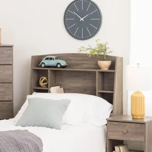 Prepac Astrid Simplistic Twin Headboard with 4 Compartments, Functional Bookcase Headboard for Twin Size Beds 8.75" D x 40.5" W x 48.5" H, Drifted Gray, DHFT-0401-1