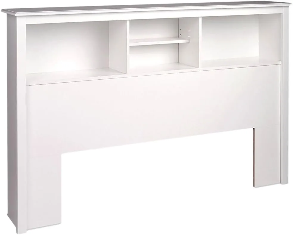Prepac Stylish Full/Queen Headboard with 3 Compartments, Deep Bookcase Style Headboard for Full/Queen Size Beds 11" D x 65.75" W x 43" H, White, WSH-6643