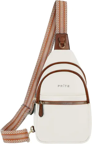 Prite Leather Crossbody Sling Bag for Women - Travel Fanny Pack Chest Purse