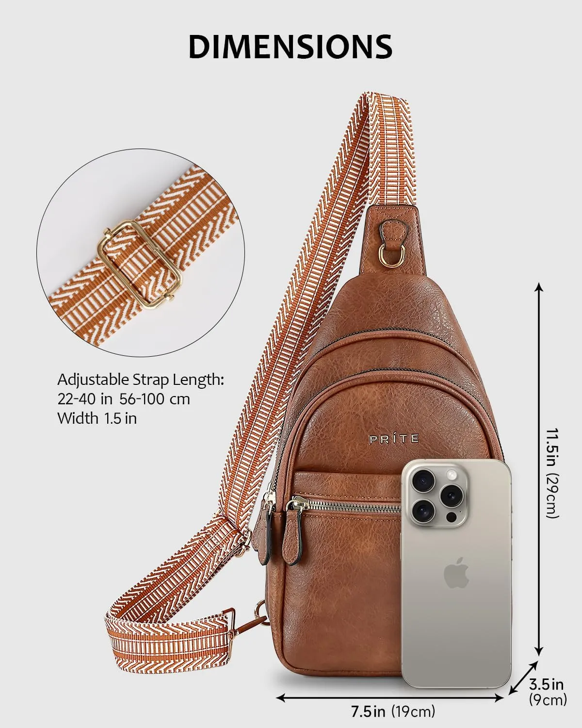 Prite Leather Crossbody Sling Bag for Women - Travel Fanny Pack Chest Purse