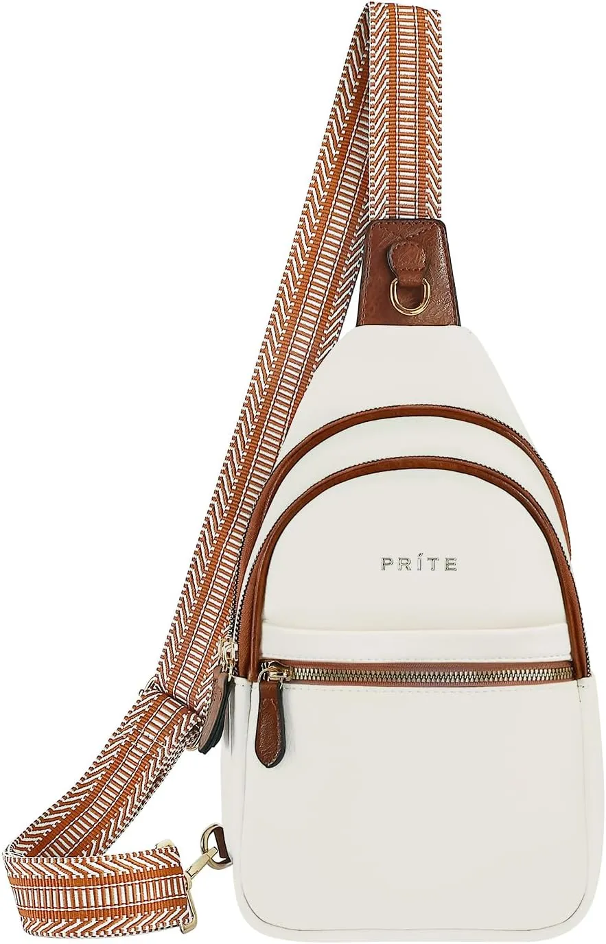 Prite Leather Crossbody Sling Bag for Women - Travel Fanny Pack Chest Purse