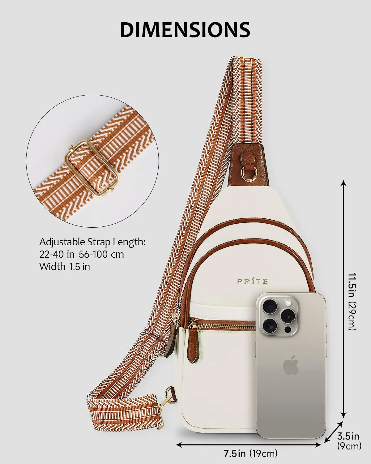 Prite Leather Crossbody Sling Bag for Women - Travel Fanny Pack Chest Purse