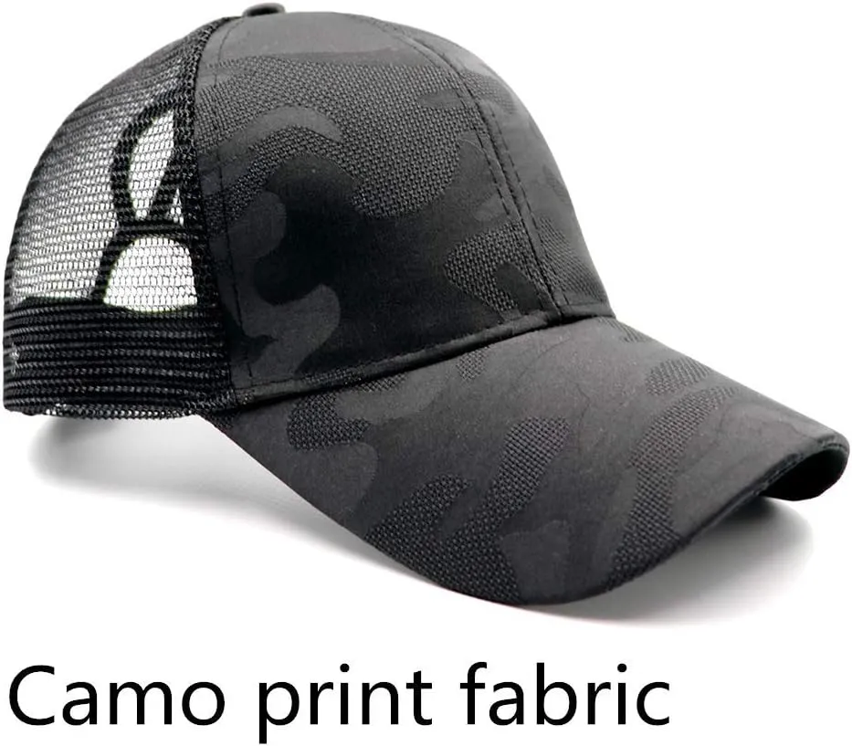 ProMindFun Womens Pony Hat High Ponytail Baseball Cap Girls Messy Bun Caps Camouflage Trucker Bad Hair Day Adjustable Dad Hat