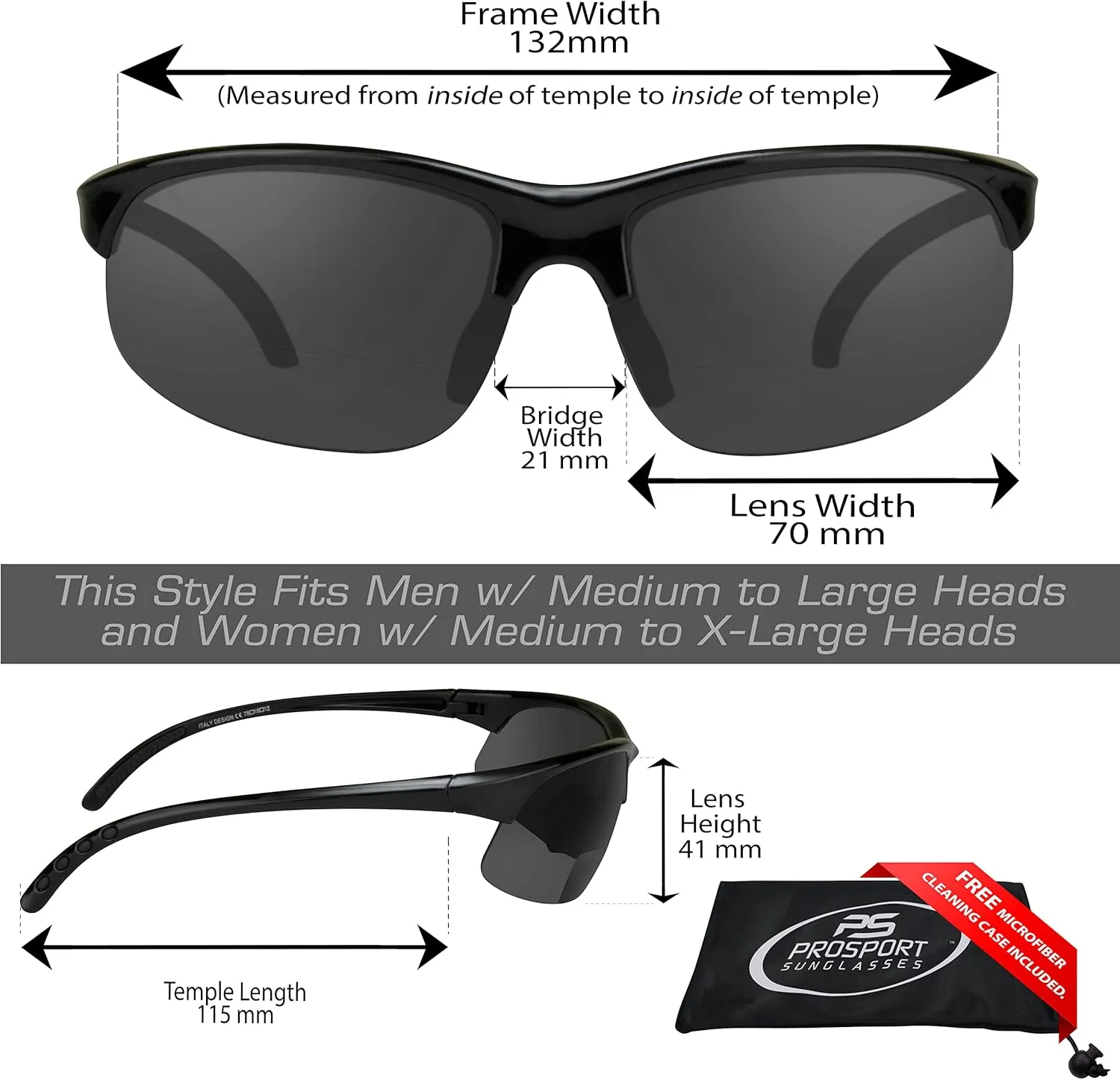proSPORT BIFOCAL Sunglasses Readers Tinted Mens Womens High Definition Amber Yellow Smoke  1.50  1.75  2.00  2.25  2.50