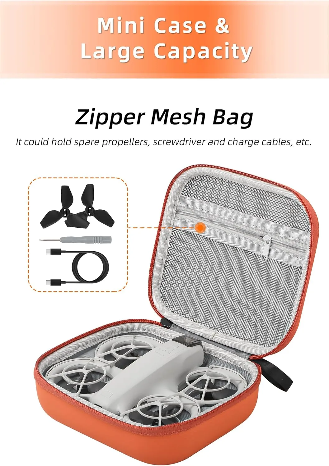 Protective Case for DJI Neo Storage Bag Waterproof Portable Mini Travel Carrying Case Accessory for DJI NEO Drone (ORANGE)