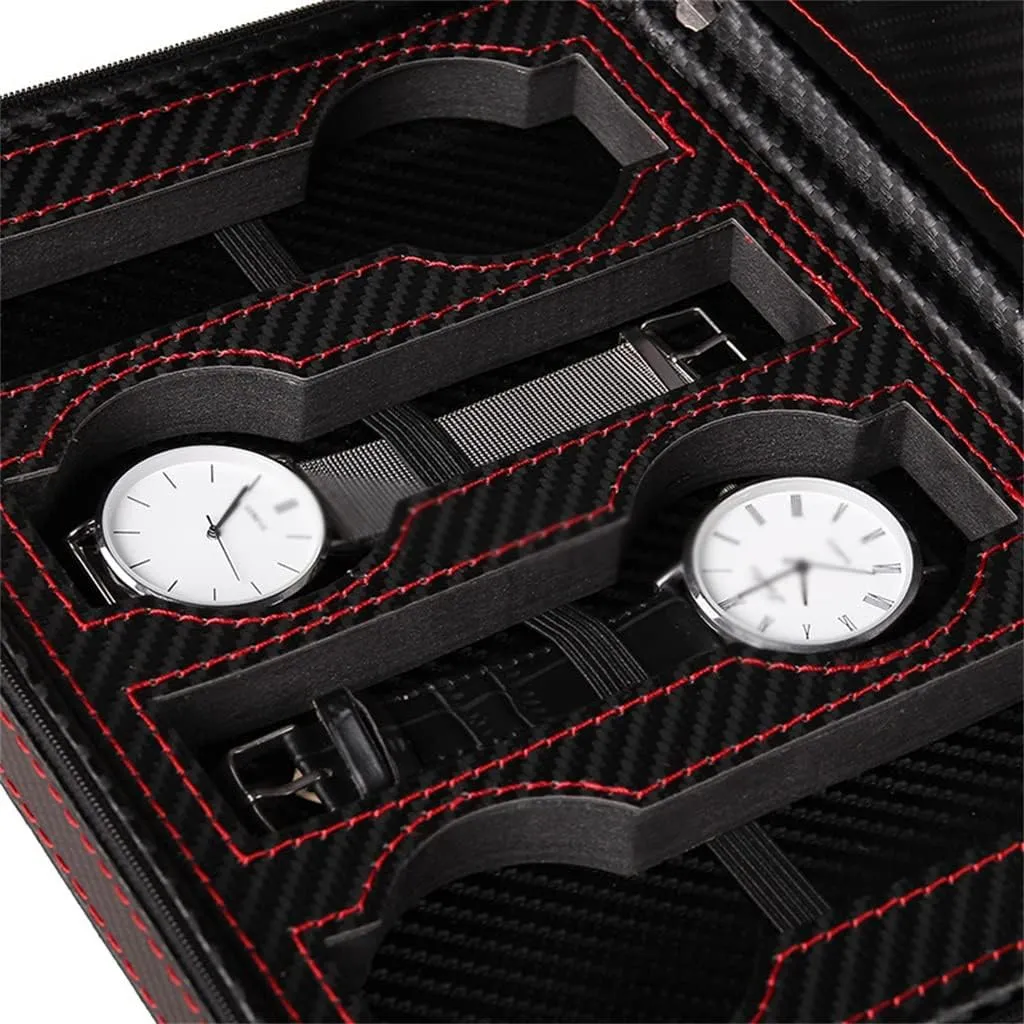 PU Leather Watch Box Case Carbon Fiber Travel Portable Storage Box Casket Gifts Boxes Watches Organizer Collection