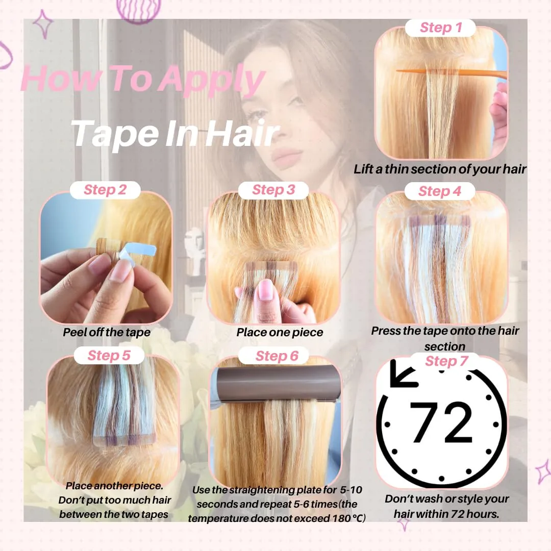 Purple Tape in Hair Extensions Human Hair 14 Inch Invisible Remy Tape in Colored Straight Hair Extensions for Fashion Women