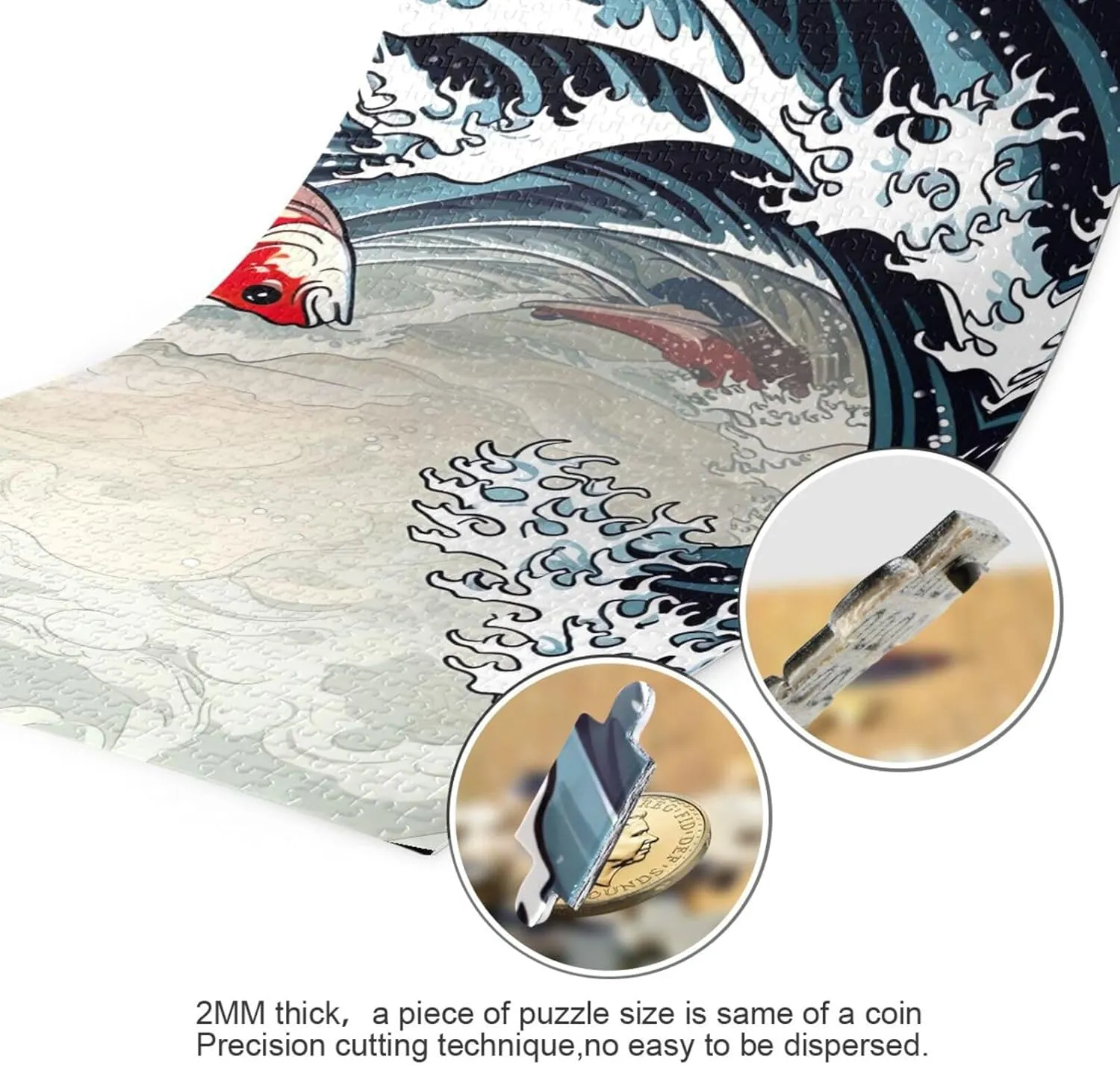 Puzzles for Adults 500 Piece Japanese Ukiyo-e Wave Fish Jigsaw Puzzles for Kids Toy Game Gift 202b1416