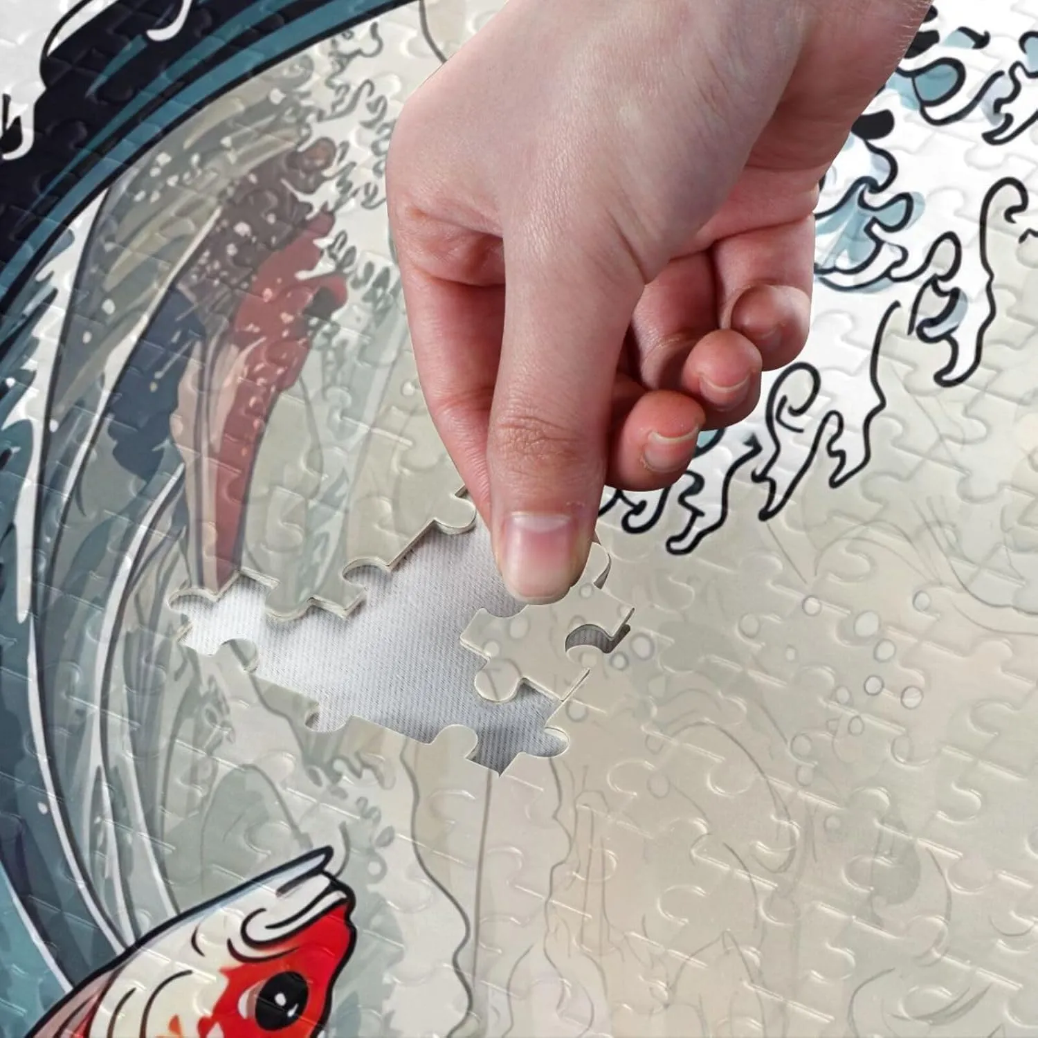 Puzzles for Adults 500 Piece Japanese Ukiyo-e Wave Fish Jigsaw Puzzles for Kids Toy Game Gift 202b1416