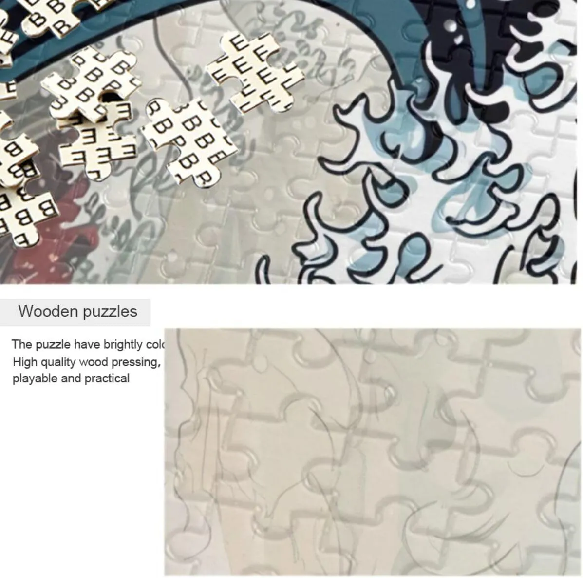 Puzzles for Adults 500 Piece Japanese Ukiyo-e Wave Fish Jigsaw Puzzles for Kids Toy Game Gift 202b1416