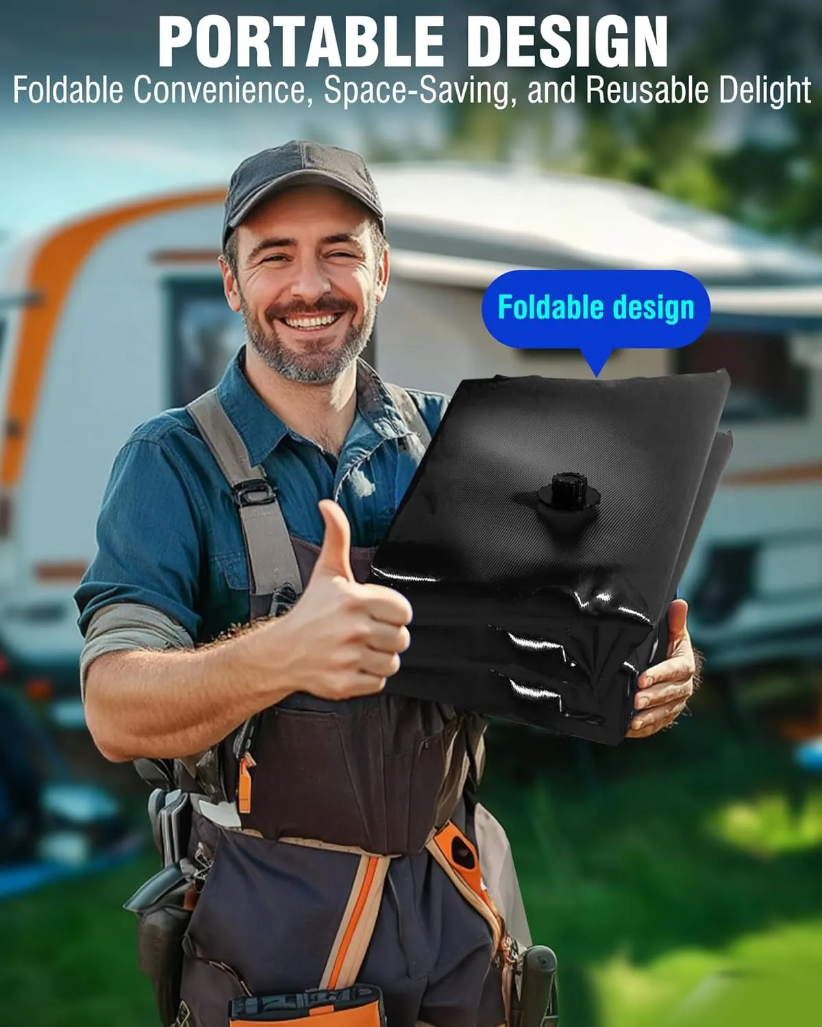 PYY Portable Water Bladder 105 Gallon for Truck Bed,Carrier Cart Large Water Bob Bathtub Emergency Water Bladder for Outdoor RV & Car Camping,Water Storage Bladder with Spigot,Overflow Kit-Black 400L