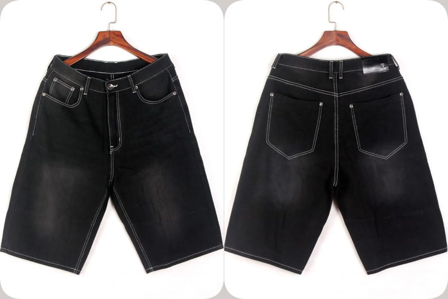 QBO Men's Cool Shorts Washed Jeans Denim Baggy Shorts