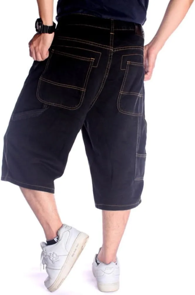 QBO Men's Cool Shorts Washed Jeans Denim Baggy Shorts