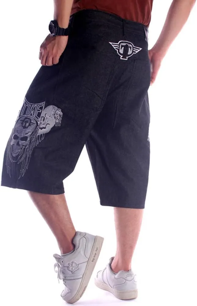 QBO Men's Cool Shorts Washed Jeans Denim Baggy Shorts