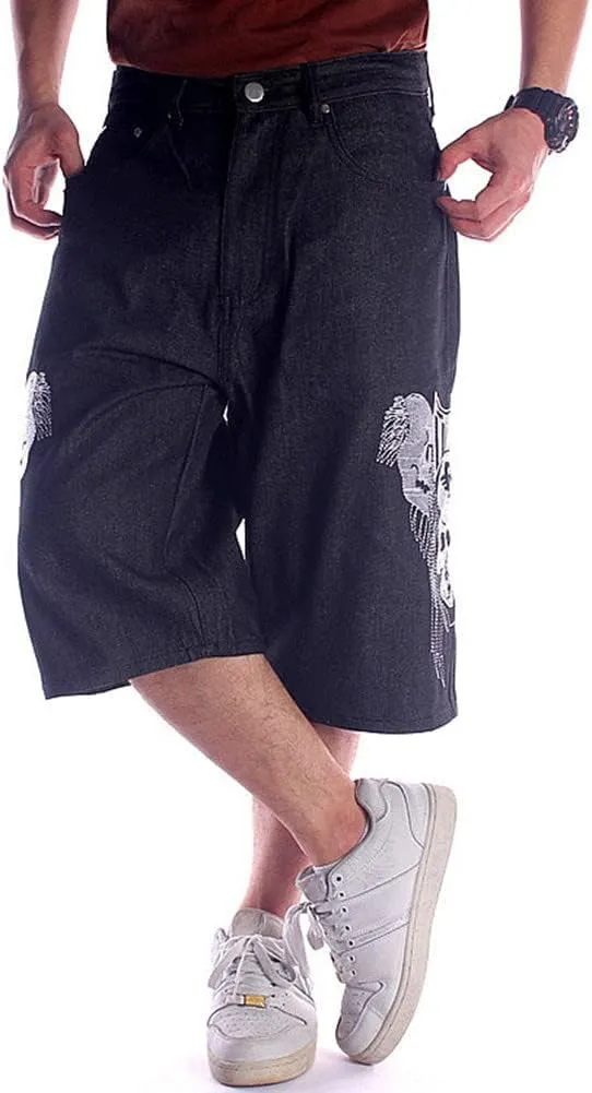QBO Men's Cool Shorts Washed Jeans Denim Baggy Shorts