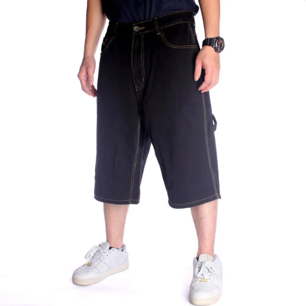 QBO Men's Cool Shorts Washed Jeans Denim Baggy Shorts