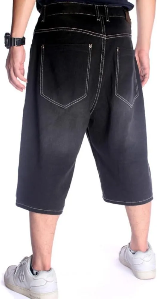 QBO Men's Cool Shorts Washed Jeans Denim Baggy Shorts