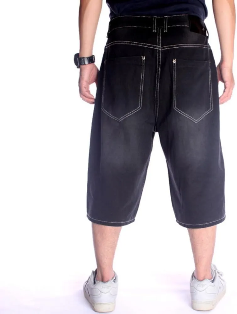 QBO Men's Cool Shorts Washed Jeans Denim Baggy Shorts