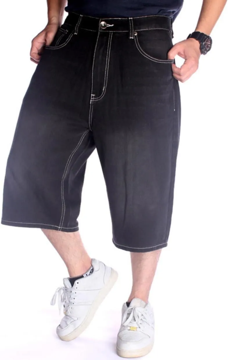 QBO Men's Cool Shorts Washed Jeans Denim Baggy Shorts