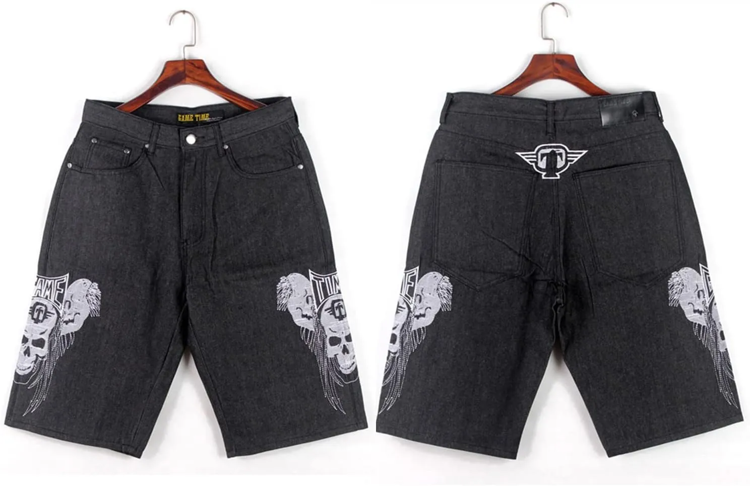 QBO Men's Cool Shorts Washed Jeans Denim Baggy Shorts