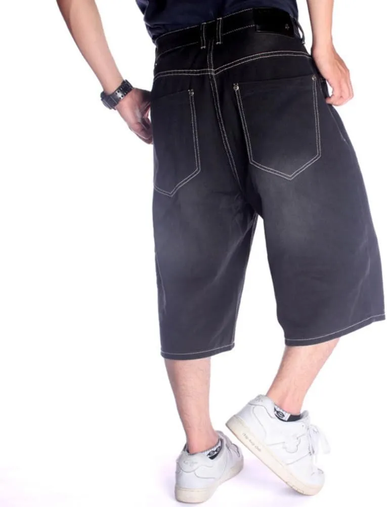 QBO Men's Cool Shorts Washed Jeans Denim Baggy Shorts