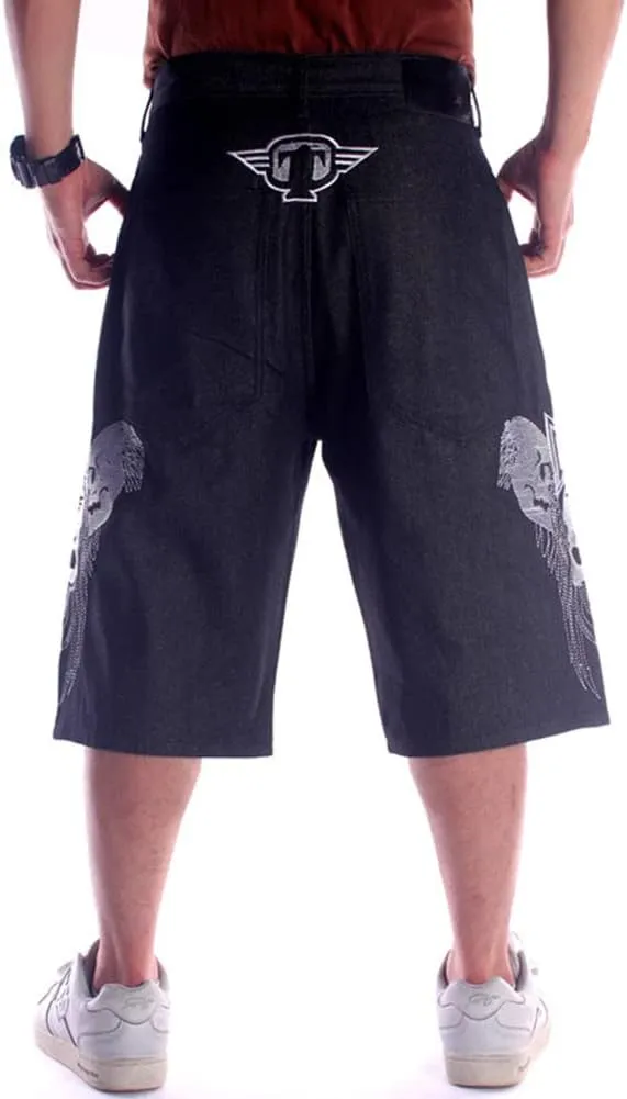 QBO Men's Cool Shorts Washed Jeans Denim Baggy Shorts