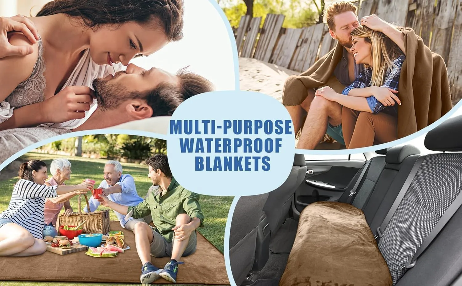 Queen Size Waterproof Blanket, Water Resistant, Water Proof, Stain Proof, Leakproof & Spill-Proof Reversible Flannel Fleece (Velvet Brown & Twilight Blue, 80x90)