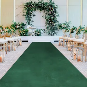 QueenDream Wedding Runner Aisle Green Velvet Runner 4.5ft x 20ft Aisle Rugs for Birthday Party Events