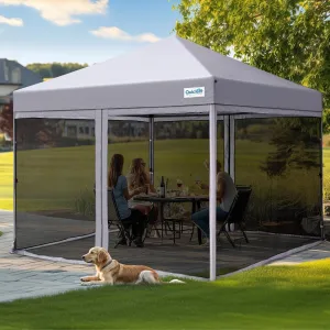 Quictent 10'x10’ Pop up Screened Canopy Tent with Mosquito Netting, Portable Easy up Outdoor Screen House Shelter for Patio, Camping and Picnic, Includes Wheeled Carry Bag (Grey)