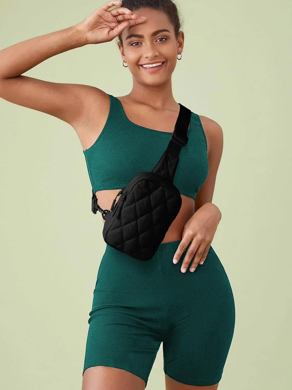 Quilted Puffer Sling Bag for Women Small Backpack Crossbody Chest Bag Fanny Packs Purses for Casual Traveling Hiking