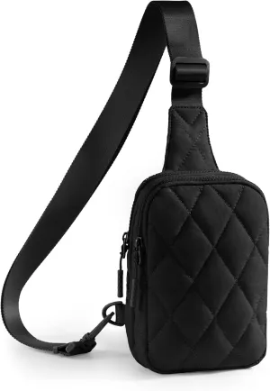 Quilted Puffer Sling Bag for Women Small Backpack Crossbody Chest Bag Fanny Packs Purses for Casual Traveling Hiking